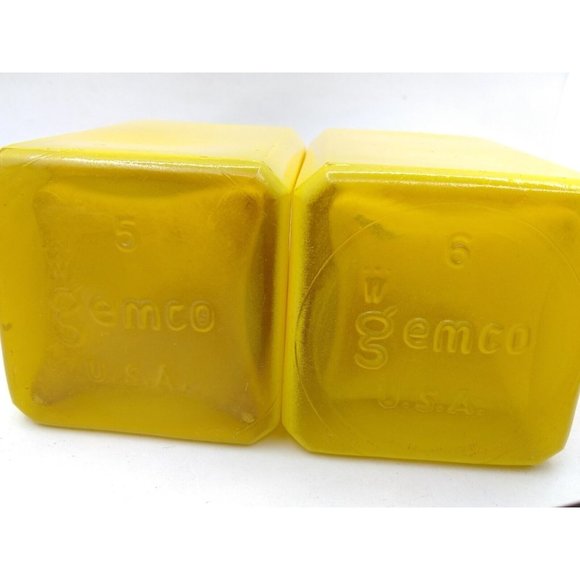 Vintage Retro set of 2 GEMCO USA  Oil & Vinegar yellow glass cruet bottles READ - Picture 6 of 12